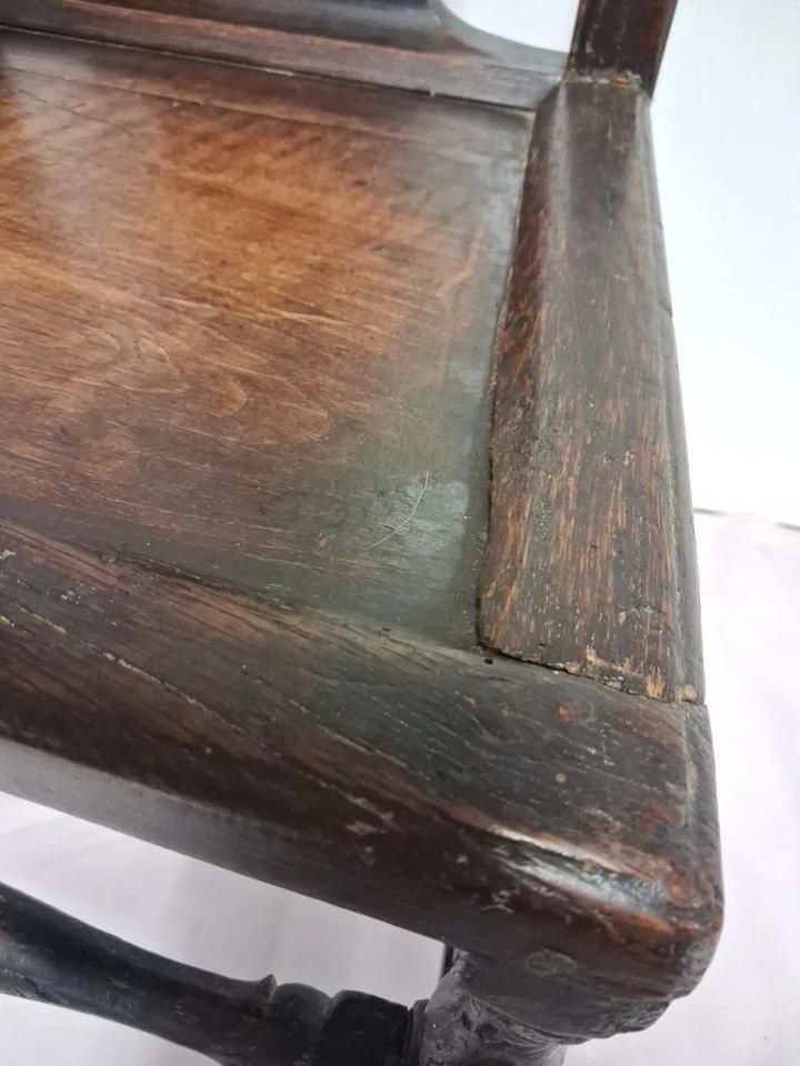 Antique Welsh Oak Chair With Vase Back And Deep Patina Aprox 300 Years Old photo buy