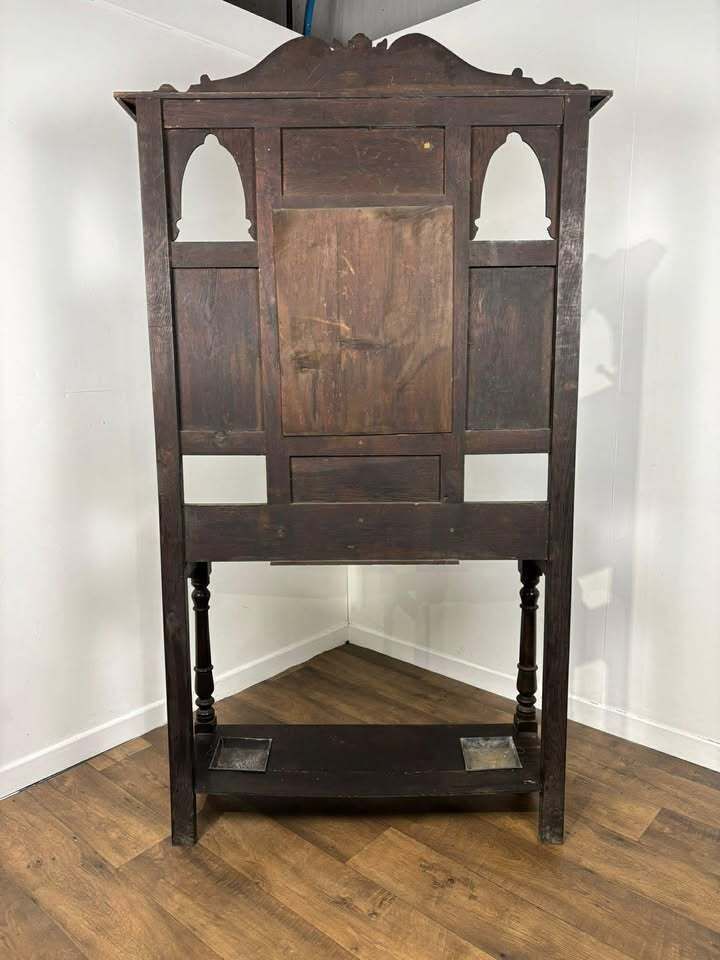 489.0 Late 19th Century Carved Gothic Oak Hall Stand photo