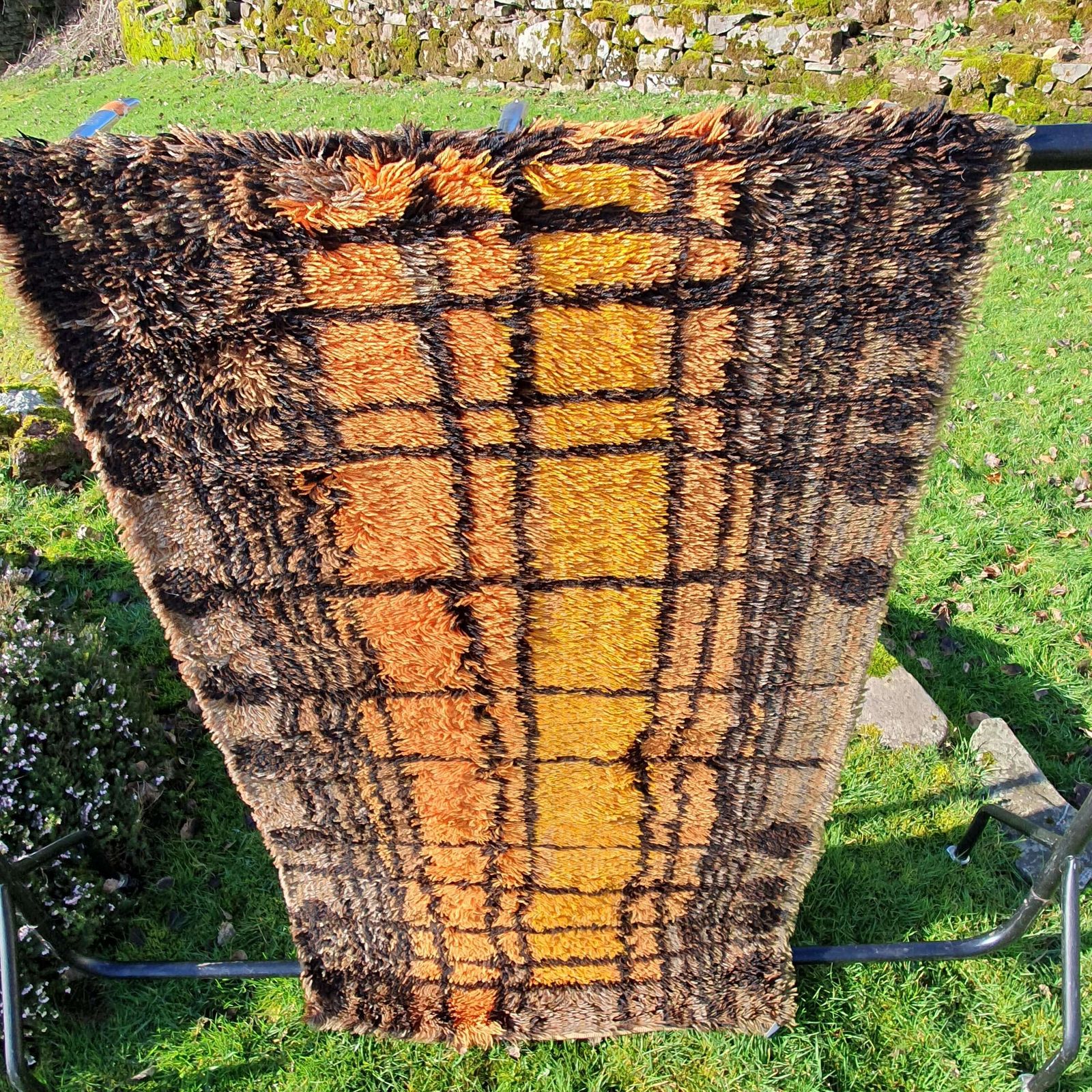 A Stunning Traditional Swedish Rya Rug In The Aesthetic Style. 1960s. photo Textiles