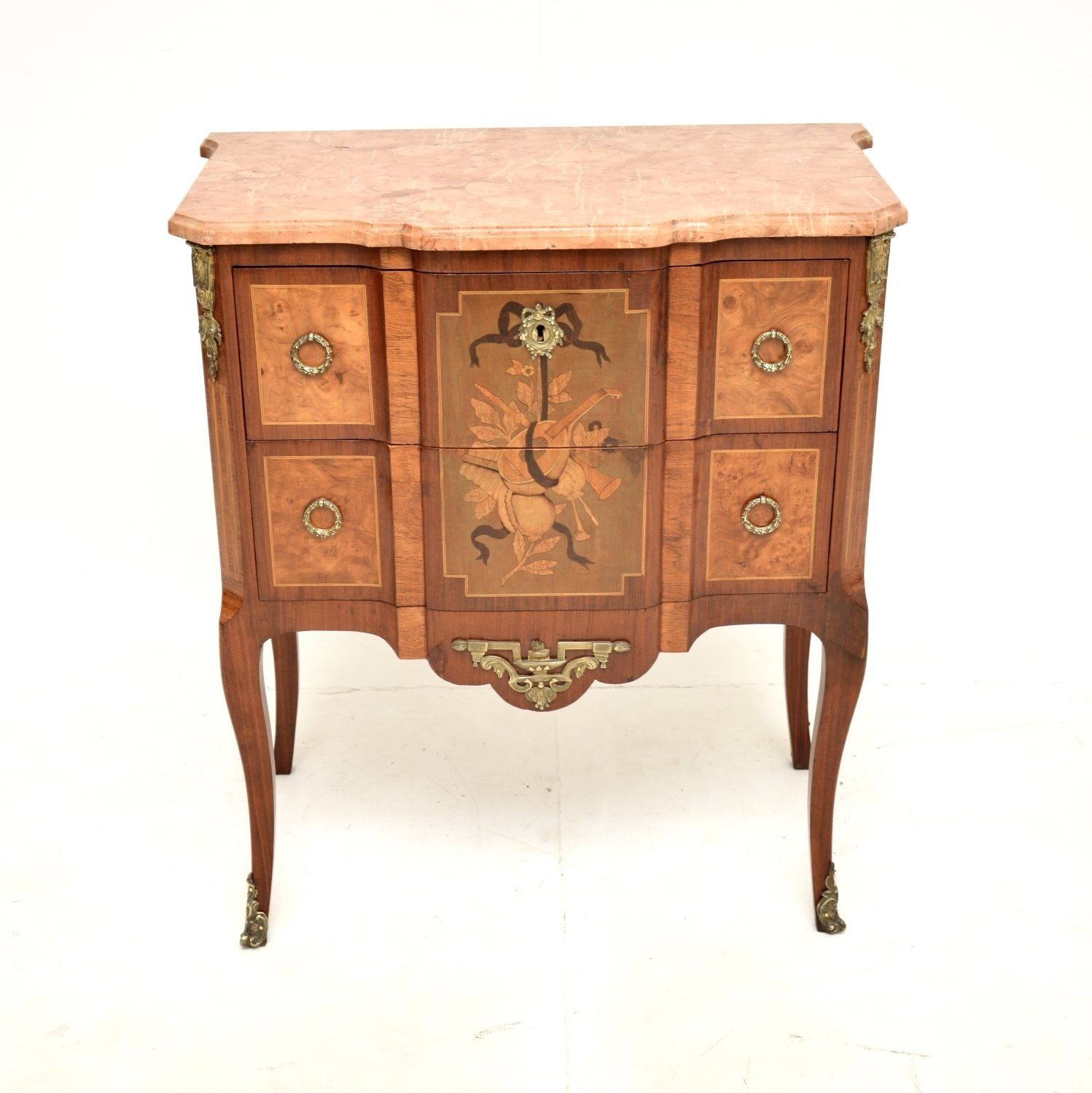 Antique French Marble Top Inlaid Commode photo furniture