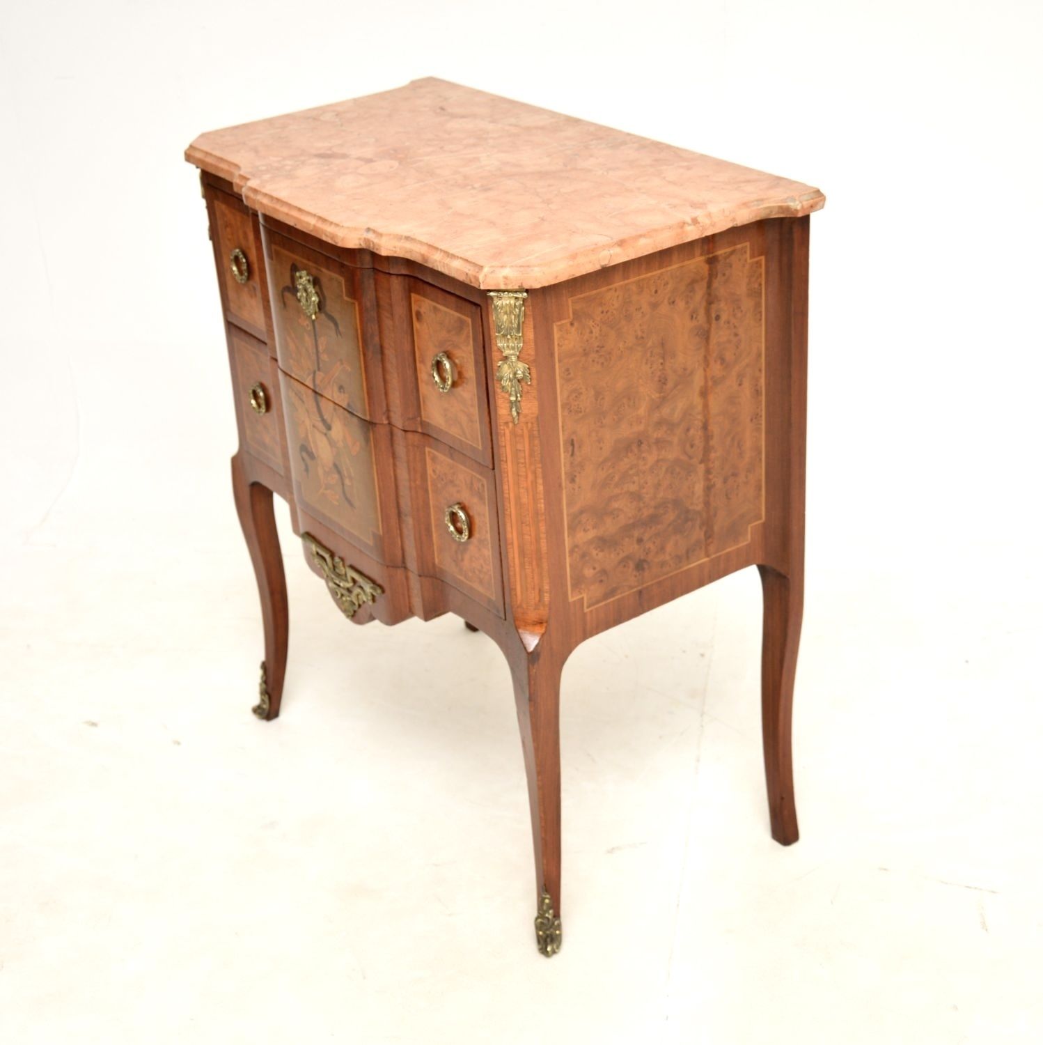 Antique French Marble Top Inlaid Commode photo Furniture