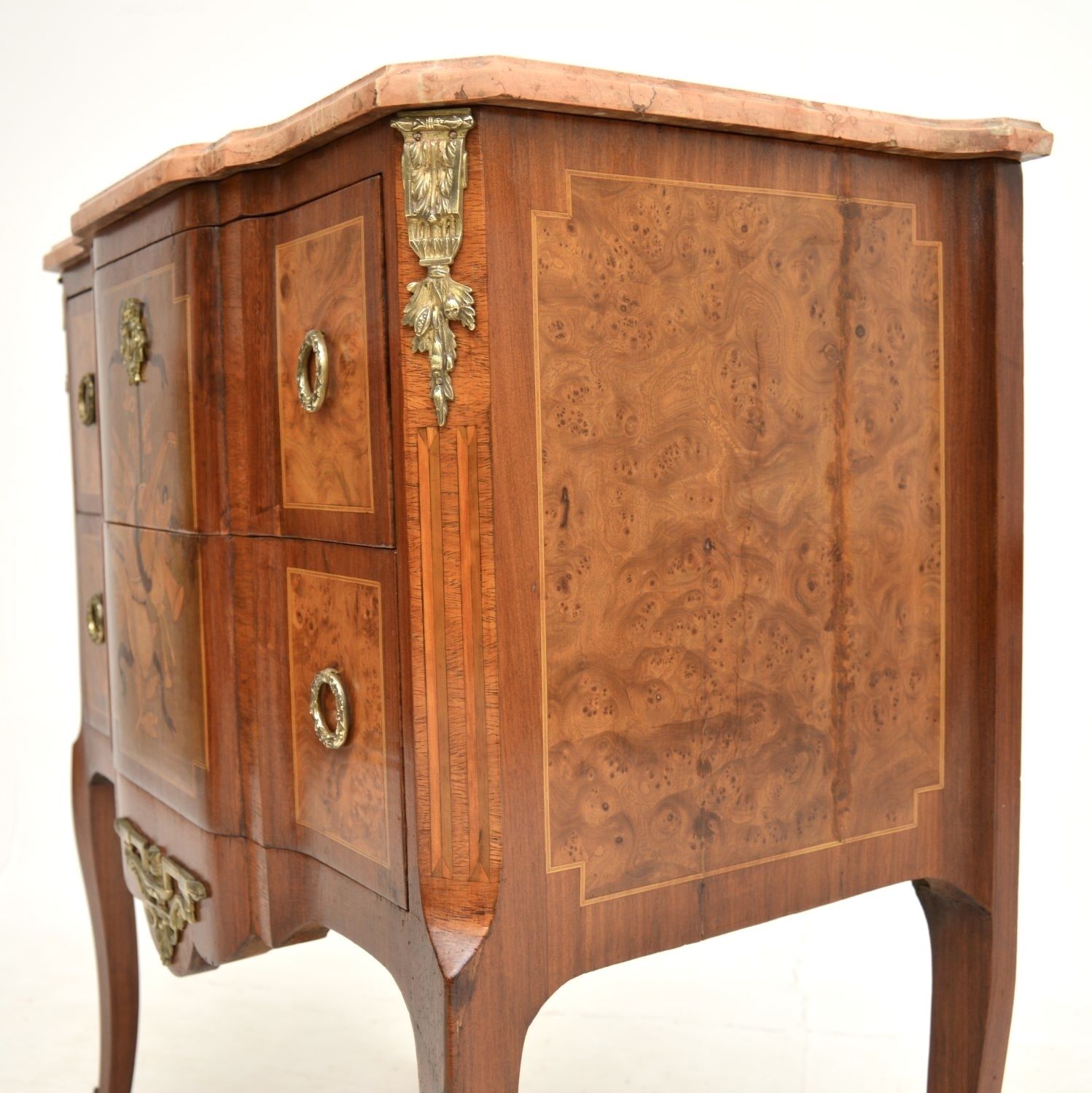 photo for sale Antique French Marble Top Inlaid Commode
