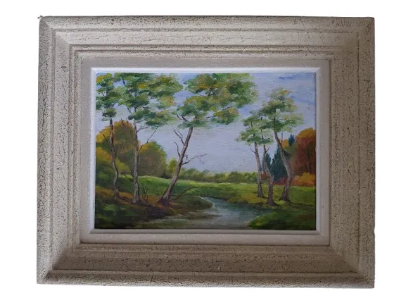Vintage Landscape Oil Painting By M Delaunay