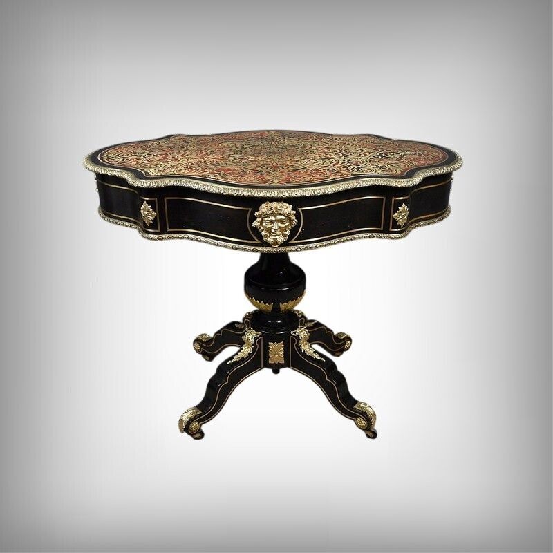 Violin Shaped Table In Boulle Marquetry, Napoleon III Period – Mid 19th Century