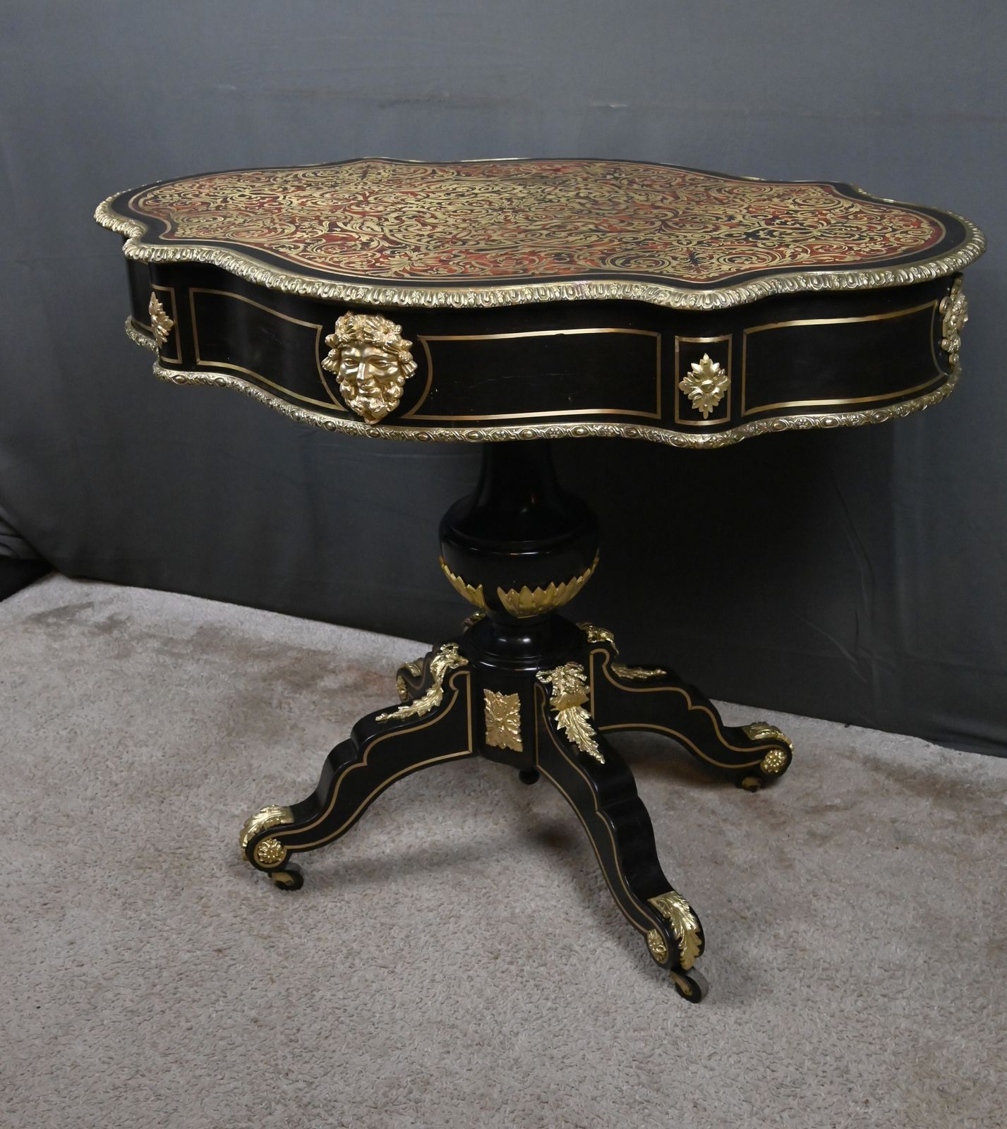 Furniture Violin Shaped Table In Boulle Marquetry, Napoleon III Period – Mid 19th Century photo