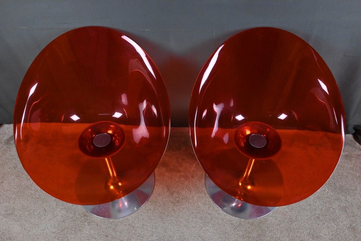 Pair Of Eros Armchairs In Polycarbonate, By P. Starck – 2001 photo Furniture