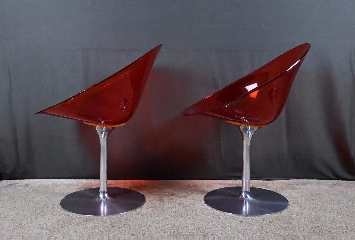 Pair Of Eros Armchairs In Polycarbonate, By P. Starck – 2001 photo buy