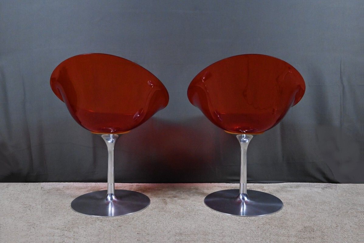 Pair Of Eros Armchairs In Polycarbonate, By P. Starck – 2001 photo vintage