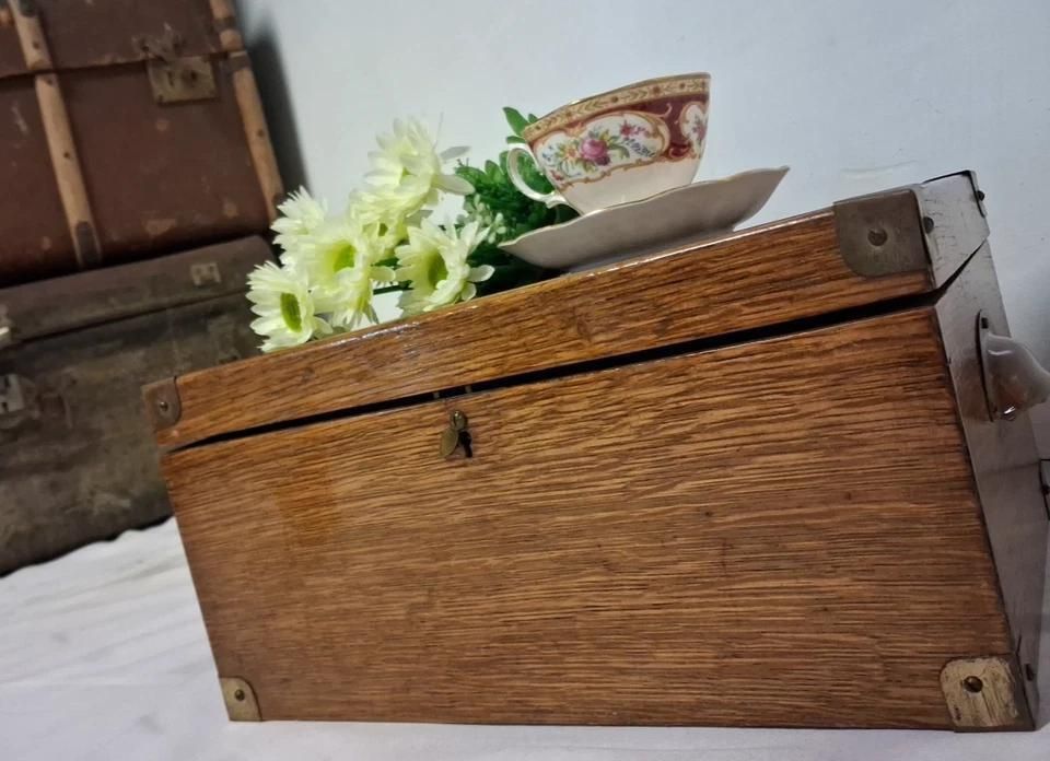 Antique Shop Keepers Cash Box With Brass Cup Handles And Brass Corner Supports photo furniture