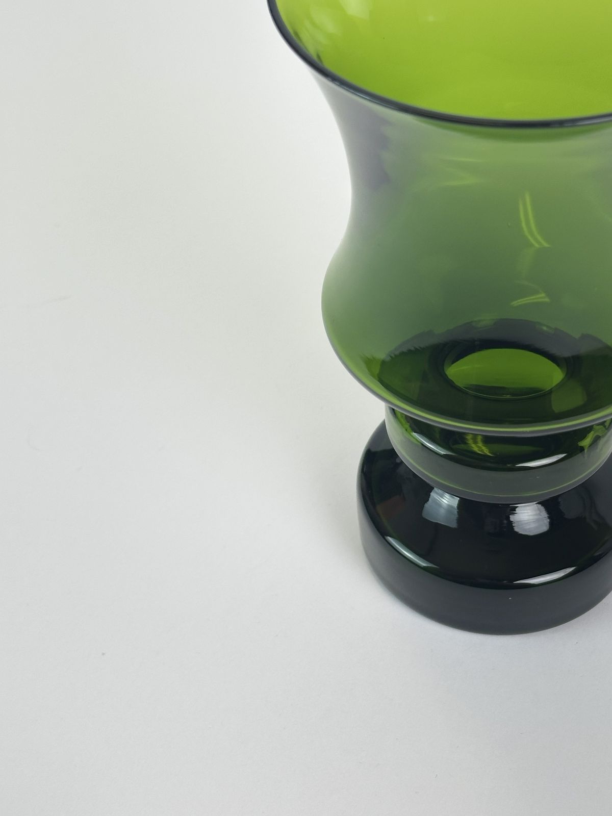 Mid Century Hooped Green Glass Vase By Tamara Aladin For Riihimaki, Finland, 1960s photo furniture