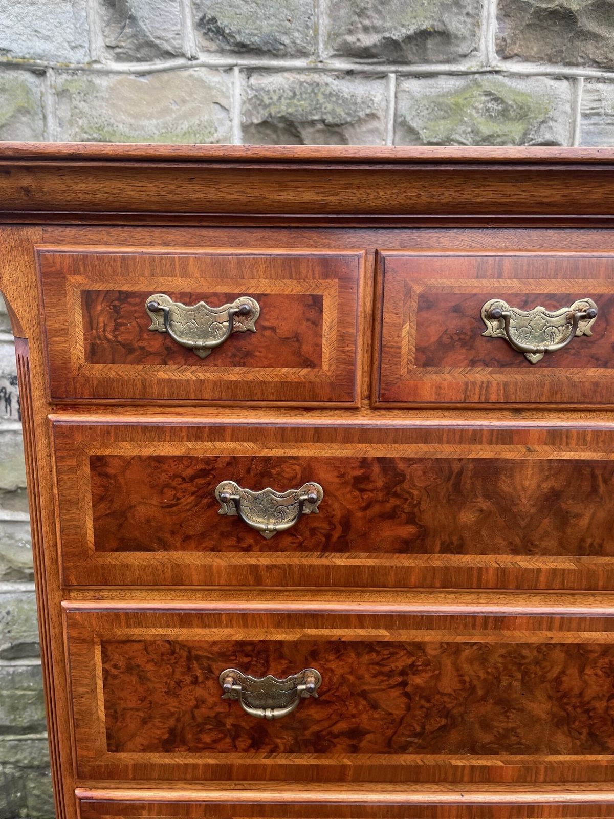 Quality Inlaid Burr Walnut Chest On Chest Tallboy photo 1045.0