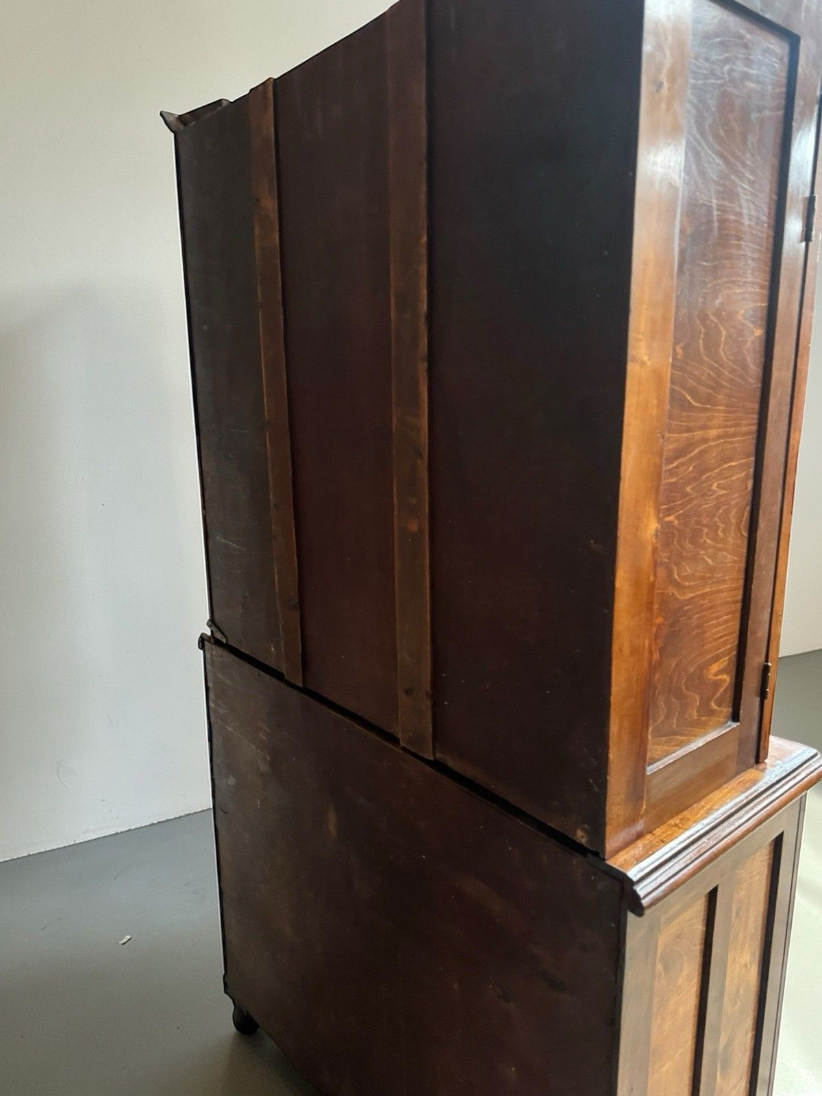 295.0 Antique Walnut Carved Bookcase Chest Of Drawers Decorative C1900 Etched Mirrors photo