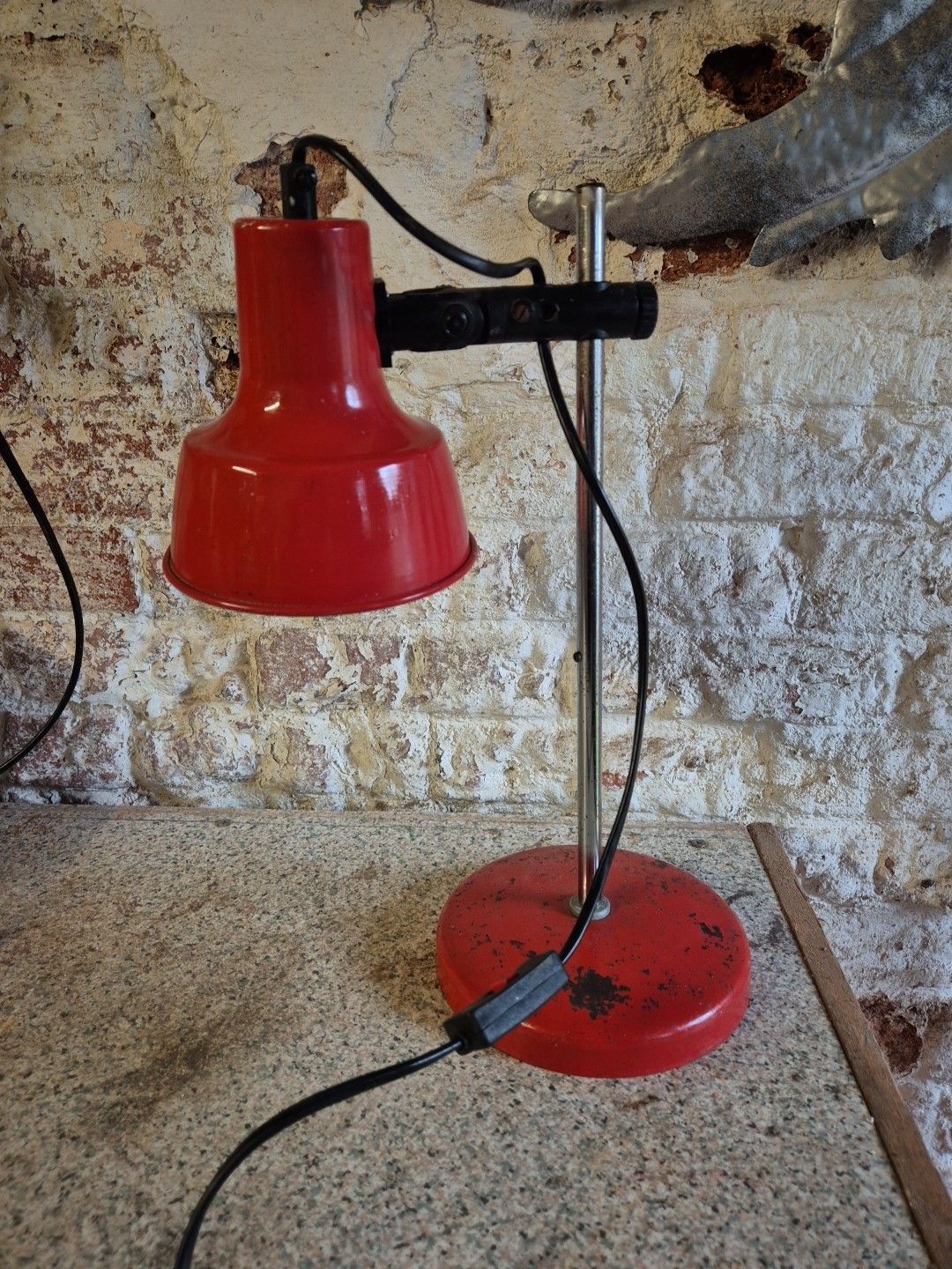 1980's Adjustable Metal Red Desk Lamp By Moda Of Denmark photo furniture