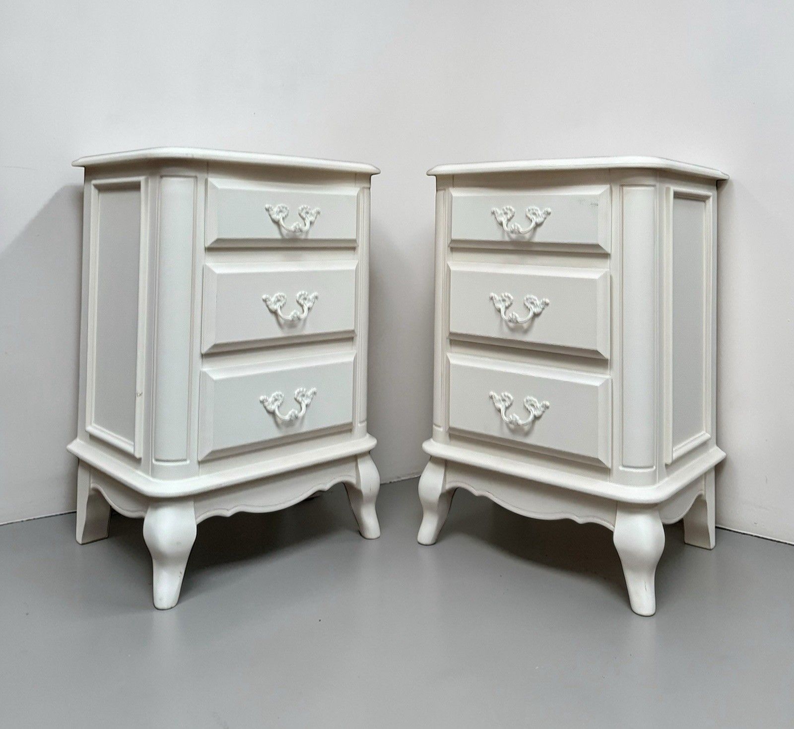 Pair Of Laura Ashley Provençale Dove Grey Bedside Chest Of Drawers Rococo Style photo Furniture