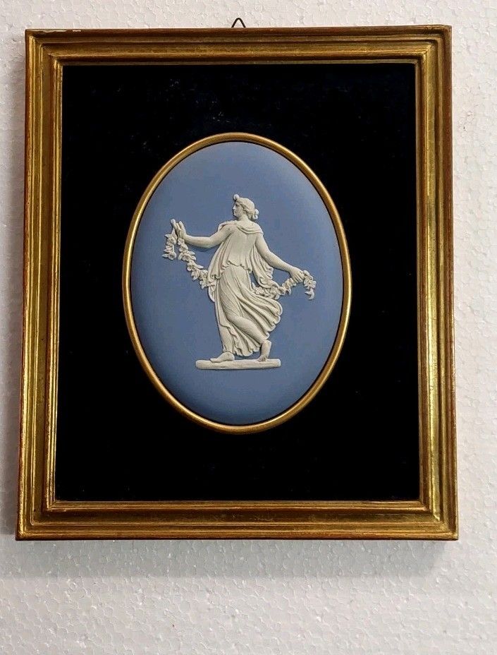 Vintage Wedgwood England Large Plaque Jasperware Biscuit The Dancer photo vinterior