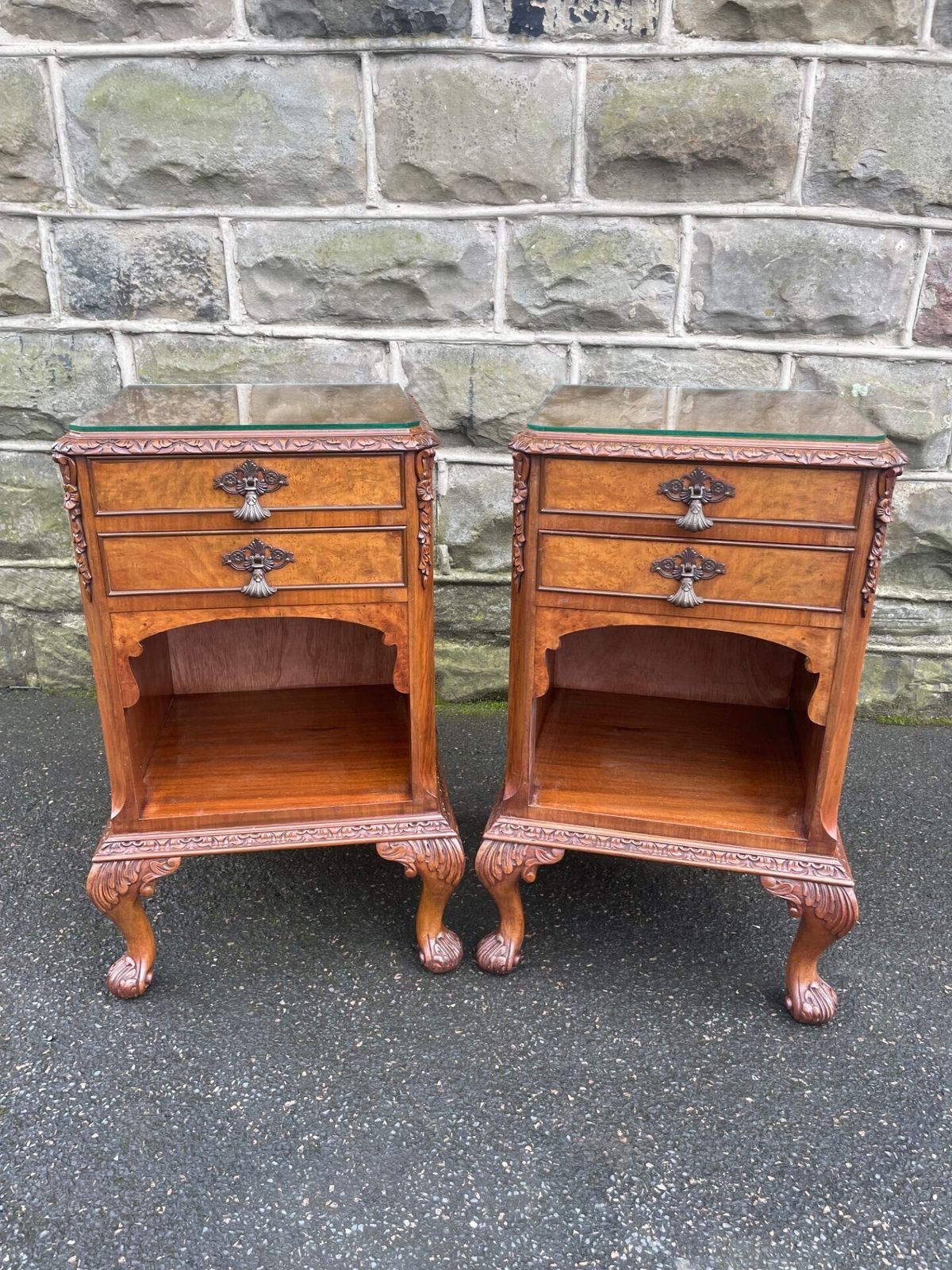 Pair Antique Burr Walnut Bedside Cabinets photo Furniture