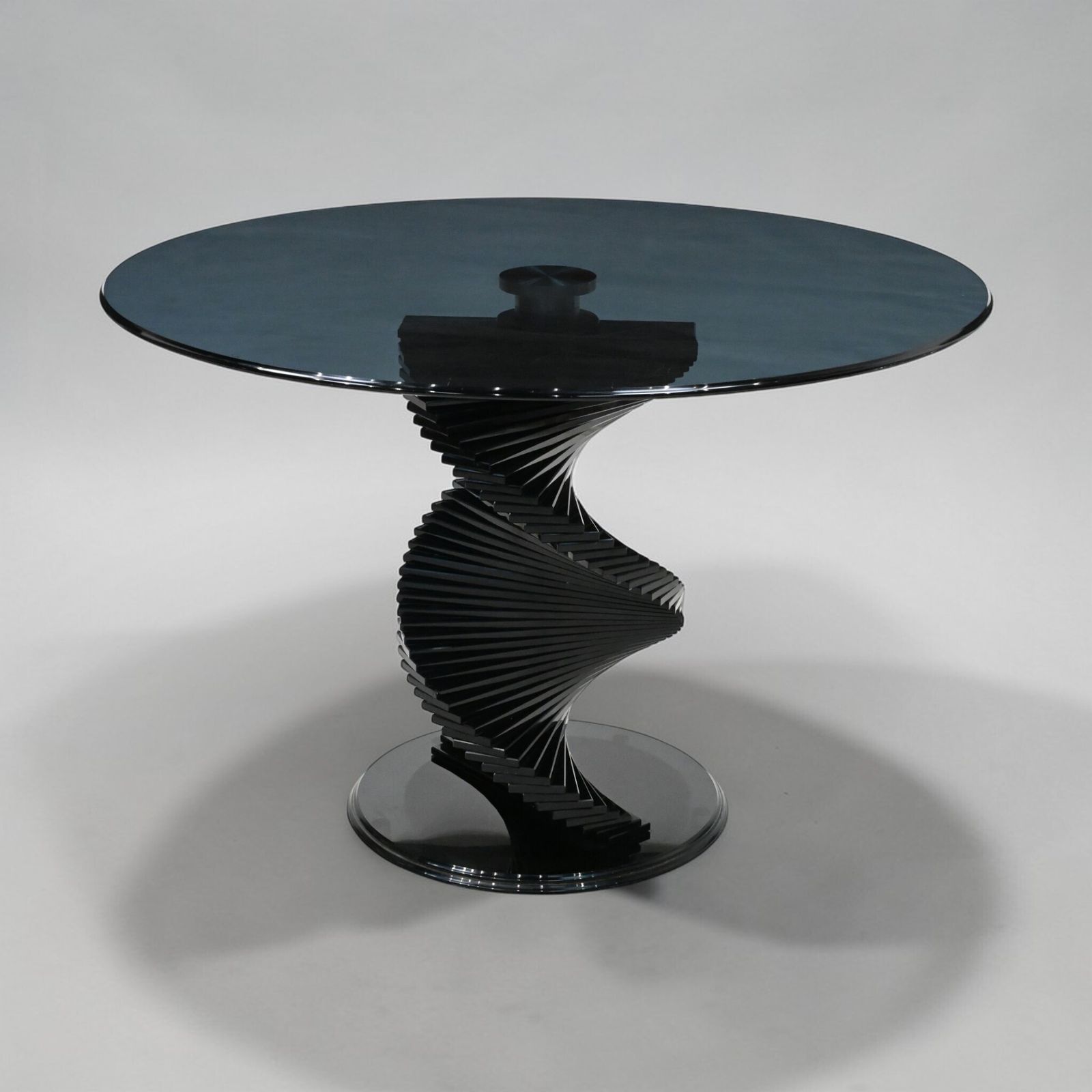 Round Glass Dining Table Designer Black Tint Glass 42" Diameter Free Uk Delivery