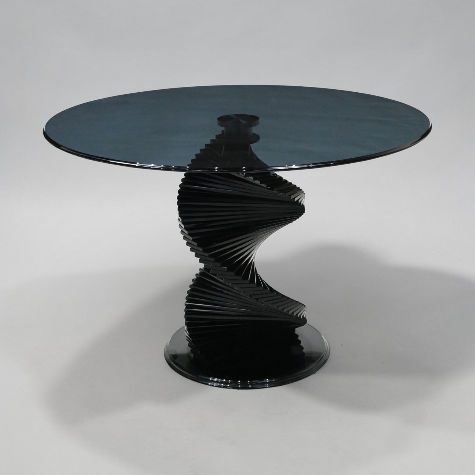 Round Glass Dining Table Designer Black Tint Glass 42" Diameter Free Uk Delivery photo for sale