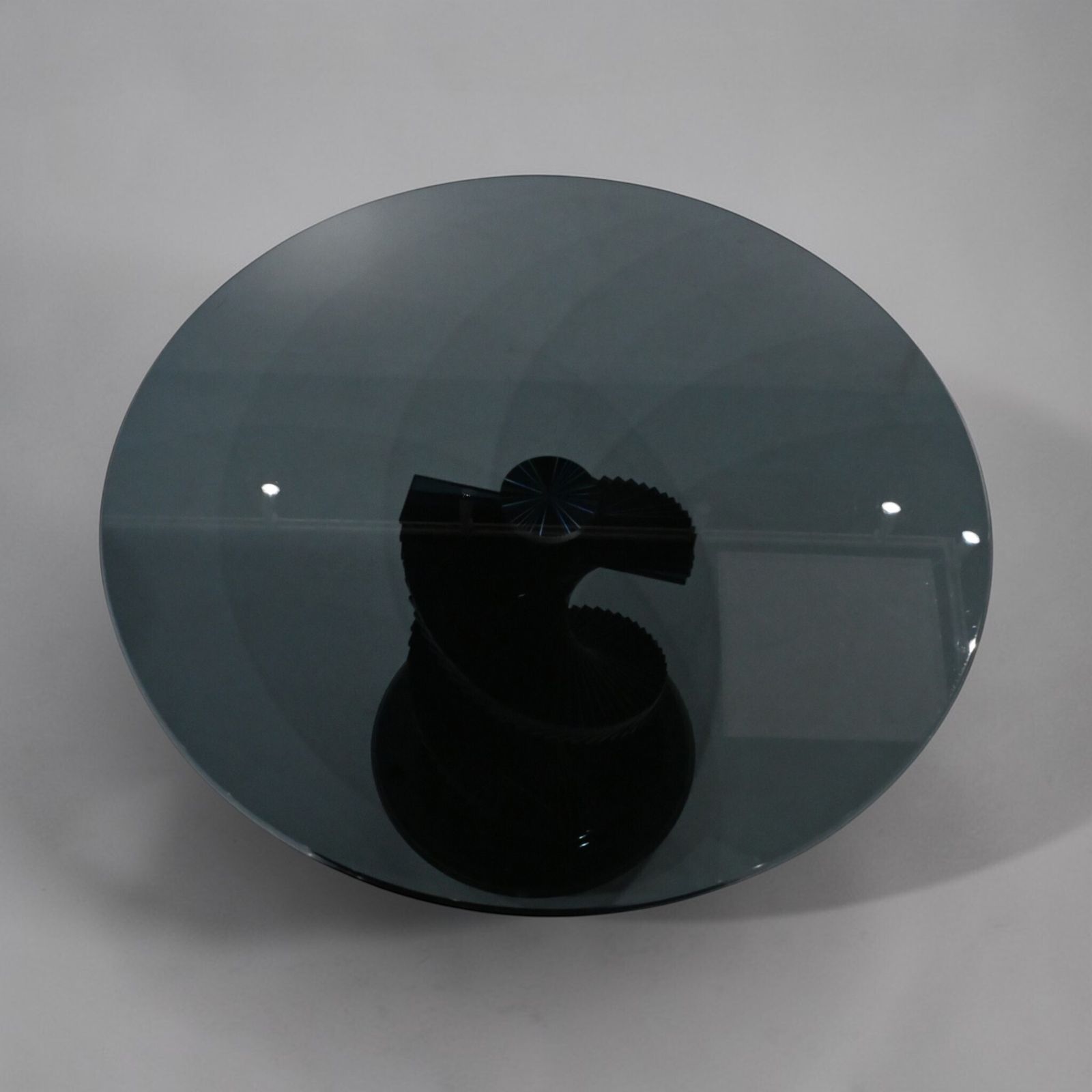 photo for sale Round Glass Dining Table Designer Black Tint Glass 42" Diameter Free Uk Delivery