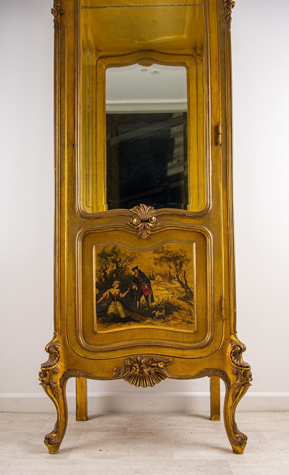 Antique French Rococo Gilt Vitrine Display Cabinet With Hand Painted Panels C1920 photo 1350.0
