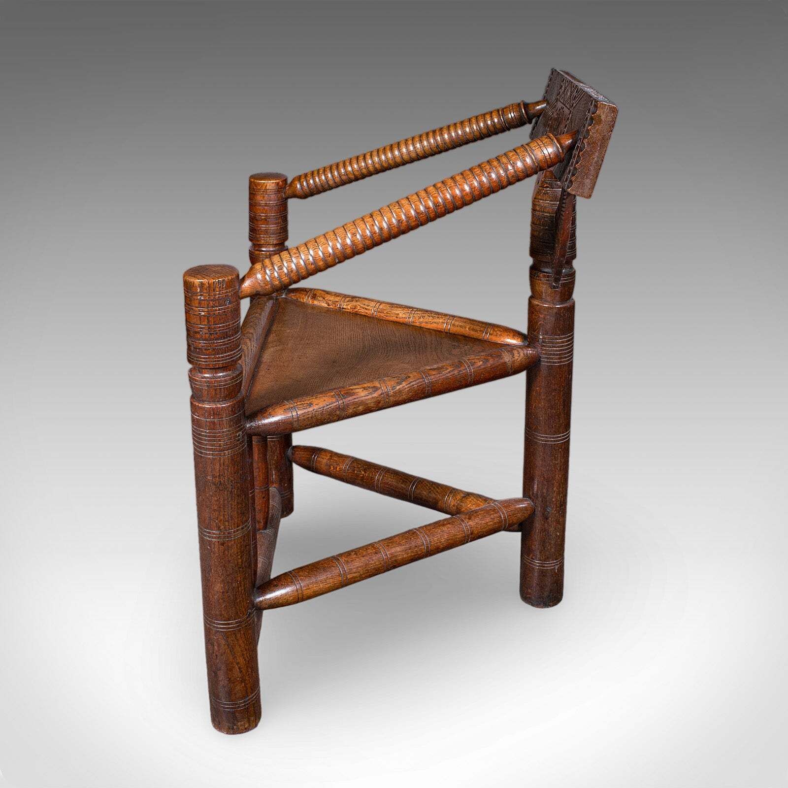 Antique Old Saxon Armchair, English, Oak, Turner's Chair, Elbow Seat, Victorian photo 1123.0