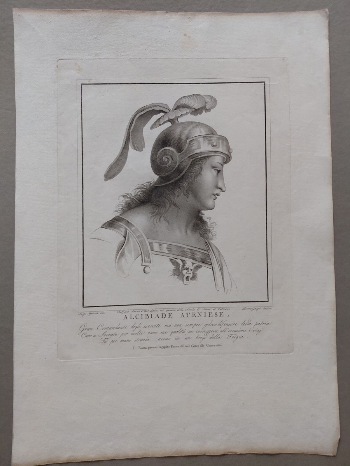 Antique Drawing Alicibiade Ateniese Or Alexander The Great photo for sale