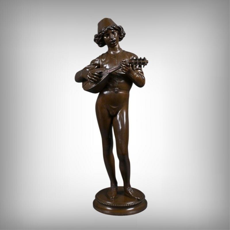 Important Bronze "The Florentine Singer" Signed P. Dubois   1865