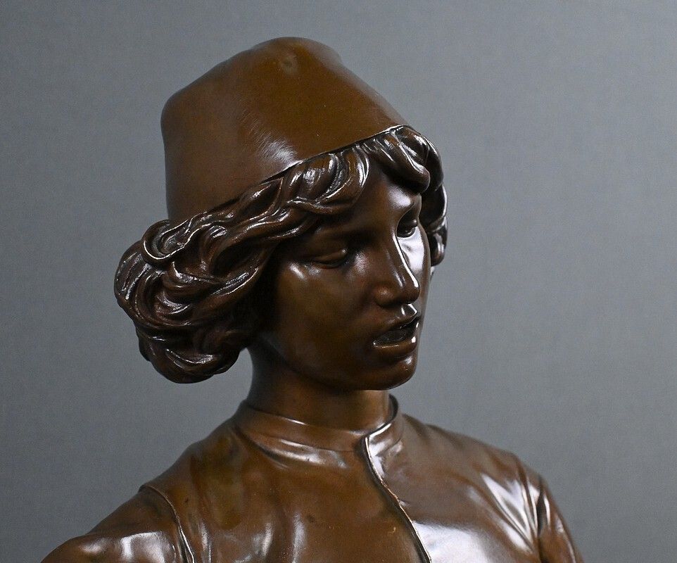 photo furniture Important Bronze "The Florentine Singer" Signed P. Dubois   1865