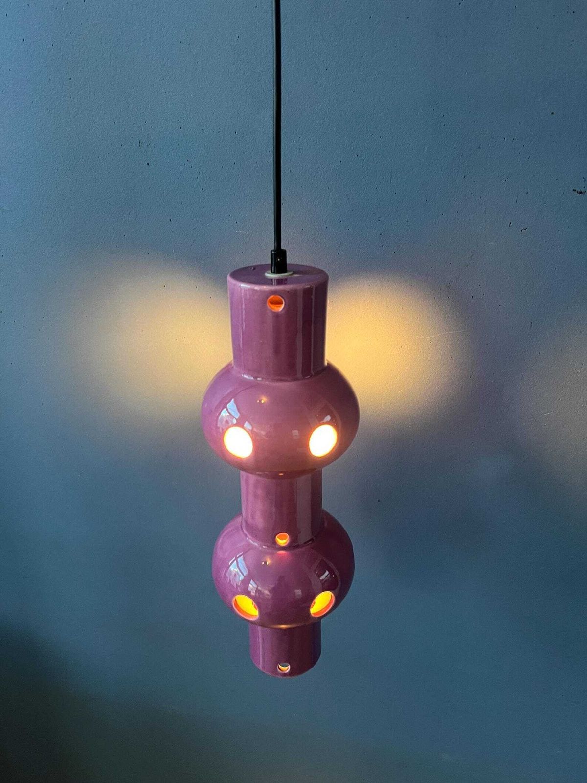 Vintage Roze Paarse Keramische Hanglamp, West Duitsland photo 408.0