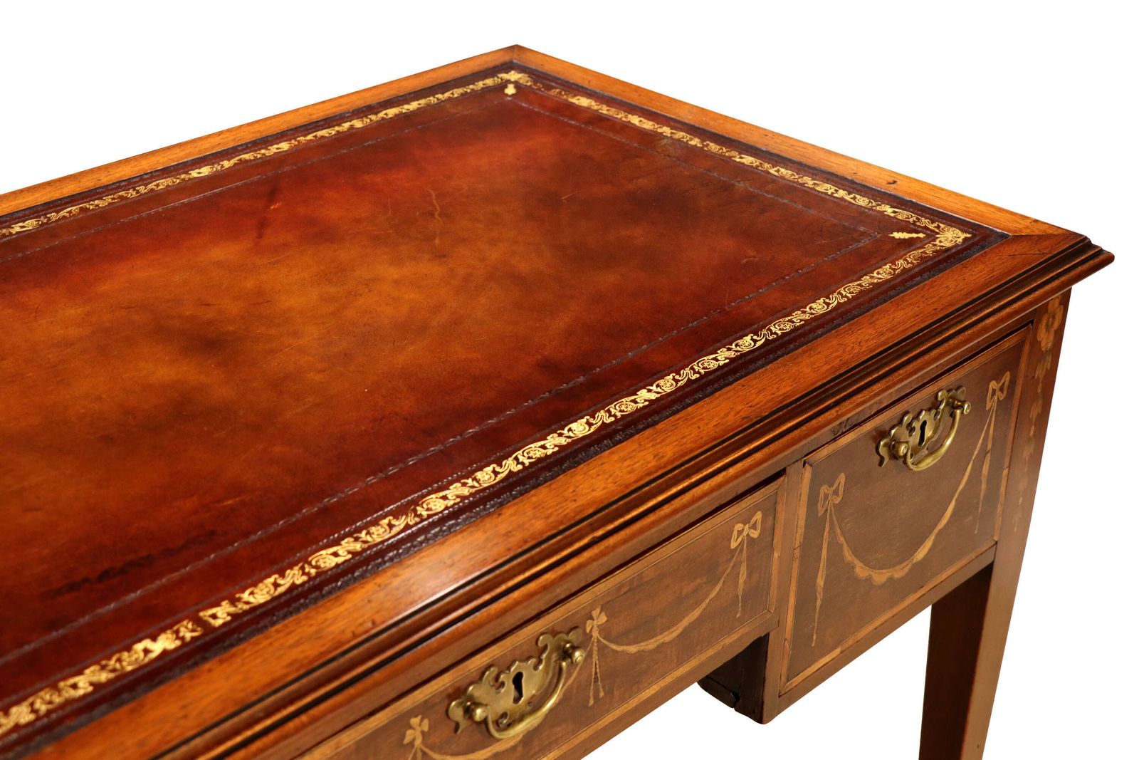 Early 19th Century Mahogany Inlaid Writing Table With Leather Top photo 915.0