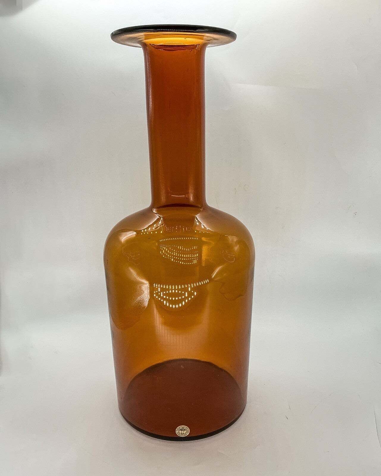 Holmegaard Kastrup Otto Brauer Danish Art Glass Gulvase Amber Brown Mcm 44cm 60s