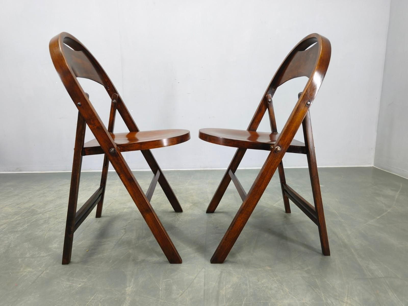 Pair Of Bauhaus Folding Chairs B751 By Ligna, Czechoslovakia 1930s photo buy