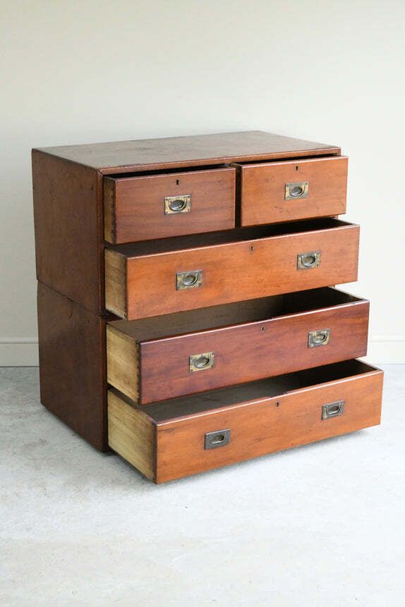 Antique Mahogany Campaign Chest photo vintage