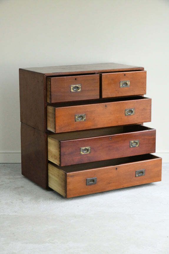 Furniture Antique Mahogany Campaign Chest photo