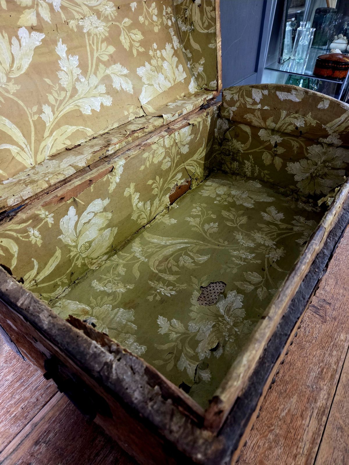 photo furniture Early 19th Century Georgian Hair On Hide Dome Top Travel Trunk   Chest C.1800