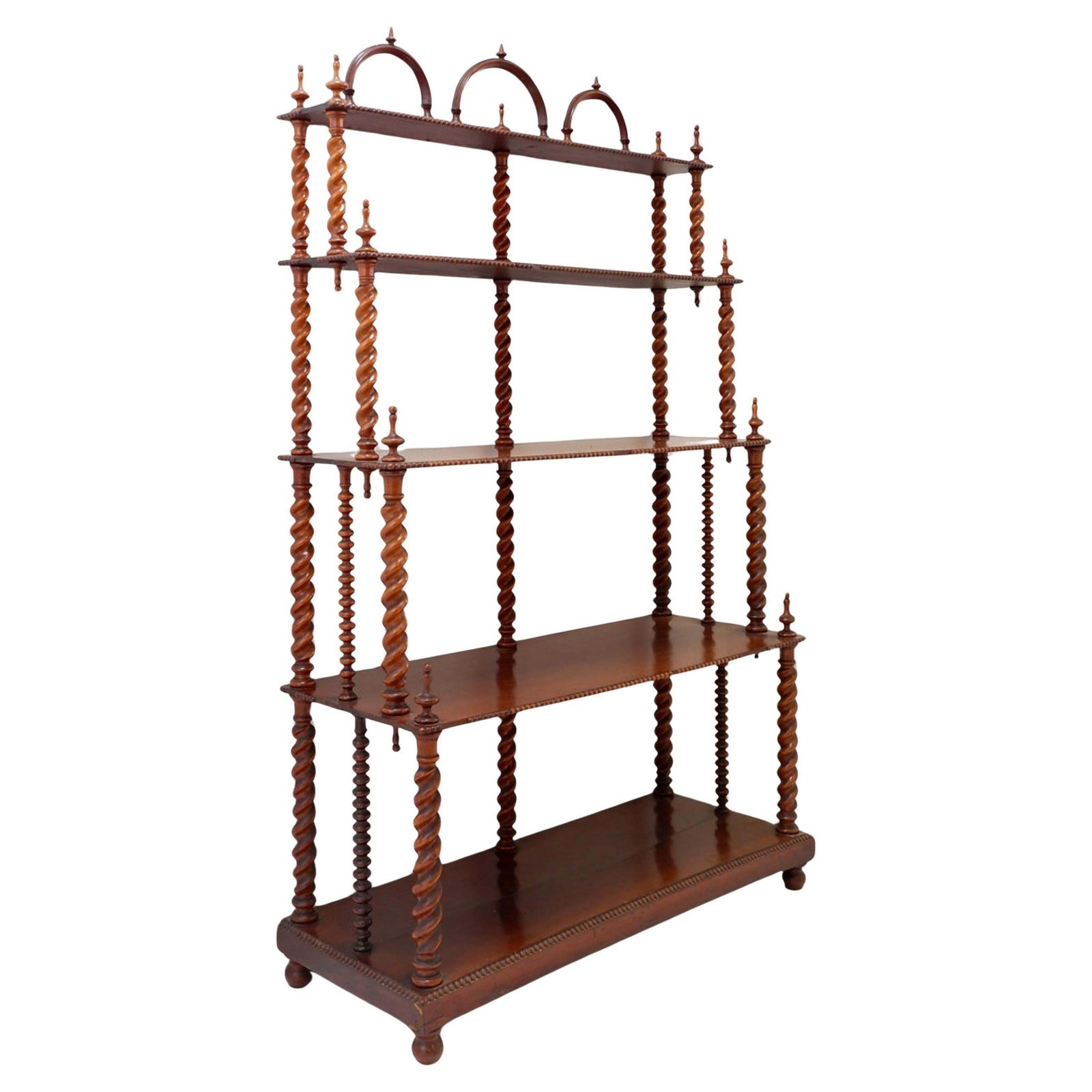 Antique Spool Style Bookcase, Turned Wood, Rustic Charm, 20th Century