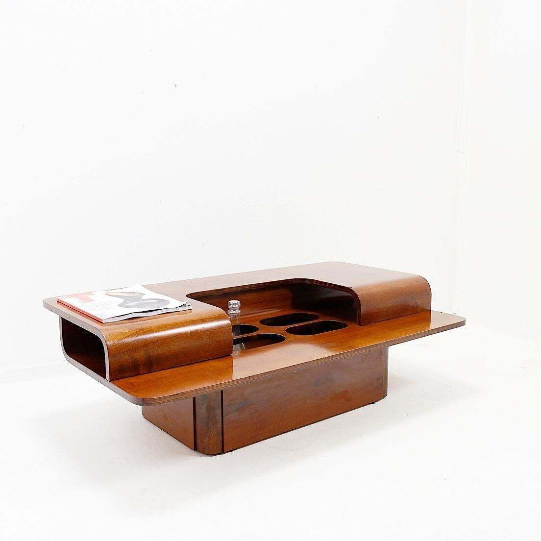 1970s Vintage Italian Coffee Table With Bar Compartment, Mid Century photo furniture