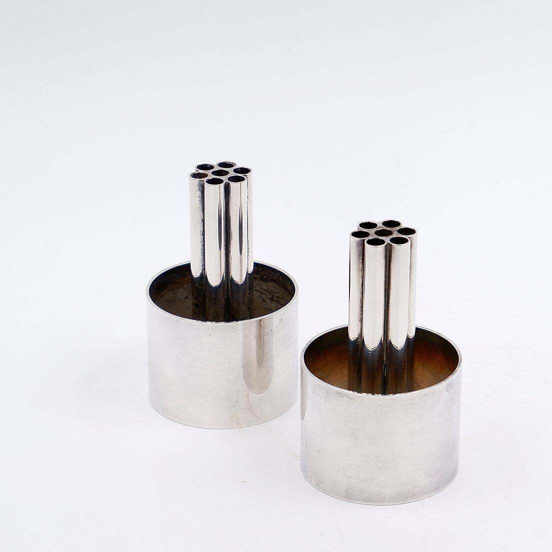Vintage Italian Silver Plated Multi Tube Candlesticks, 6.5cm Diameter photo furniture