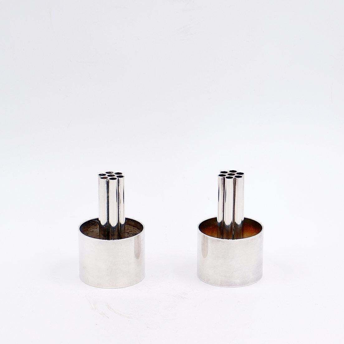 Vintage Italian Silver Plated Multi Tube Candlesticks, 6.5cm Diameter photo vinterior