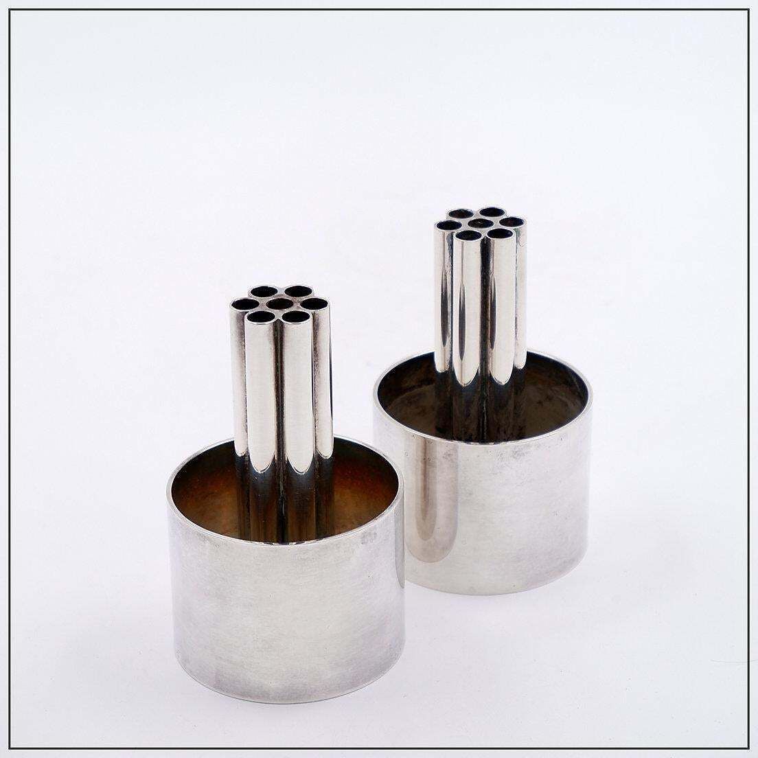 photo furniture Vintage Italian Silver Plated Multi Tube Candlesticks, 6.5cm Diameter