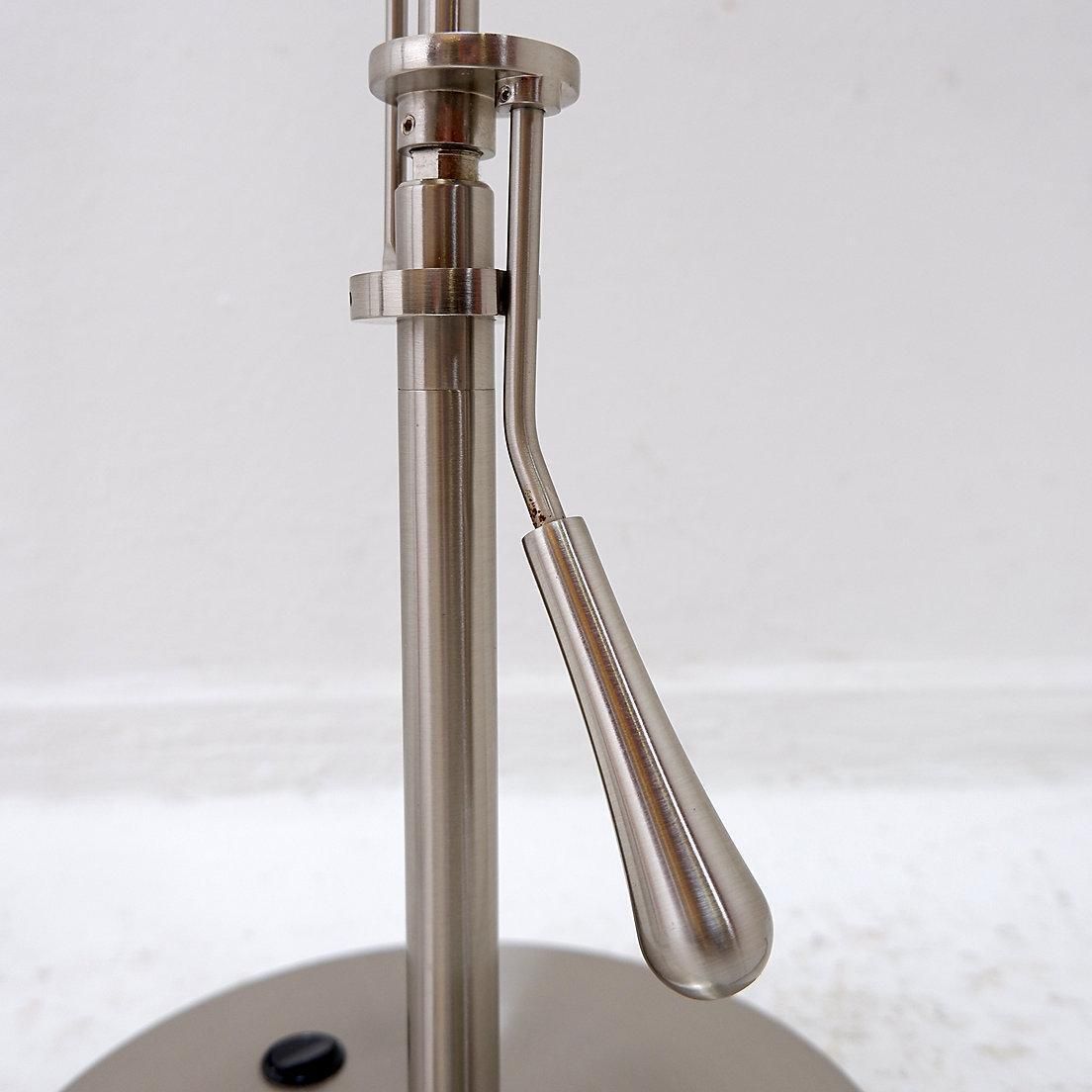 Pair Of Brushed Steel Table Lamps With Adjustable Rake   United Kingdom photo Lighting