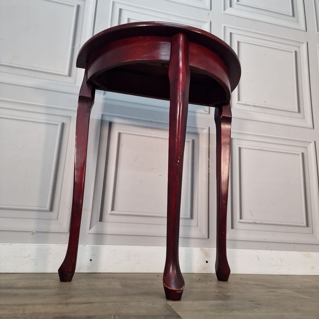 Vintage Console Side Table Demi Lune Half Moon Mahogany Queen Anne Style photo for sale