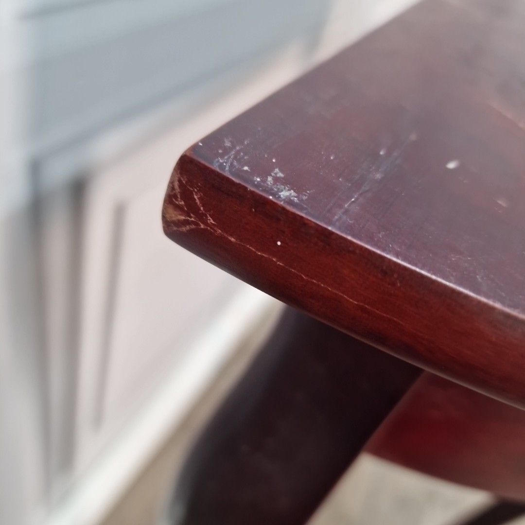 photo vinterior Vintage Console Side Table Demi Lune Half Moon Mahogany Queen Anne Style