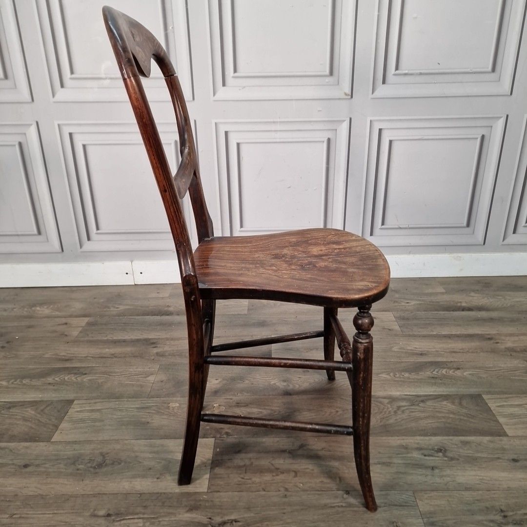 90.0 Antique Balloon Back Chair Victorian Solid Wood Bedroom Hall Seat Vintage photo