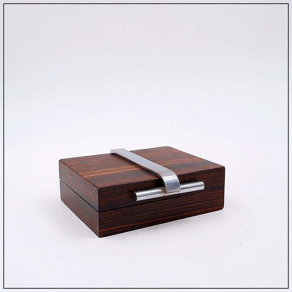 1006.0 Art Deco Box In Wood And Metal Attributed To The Maison Desny   1930s photo