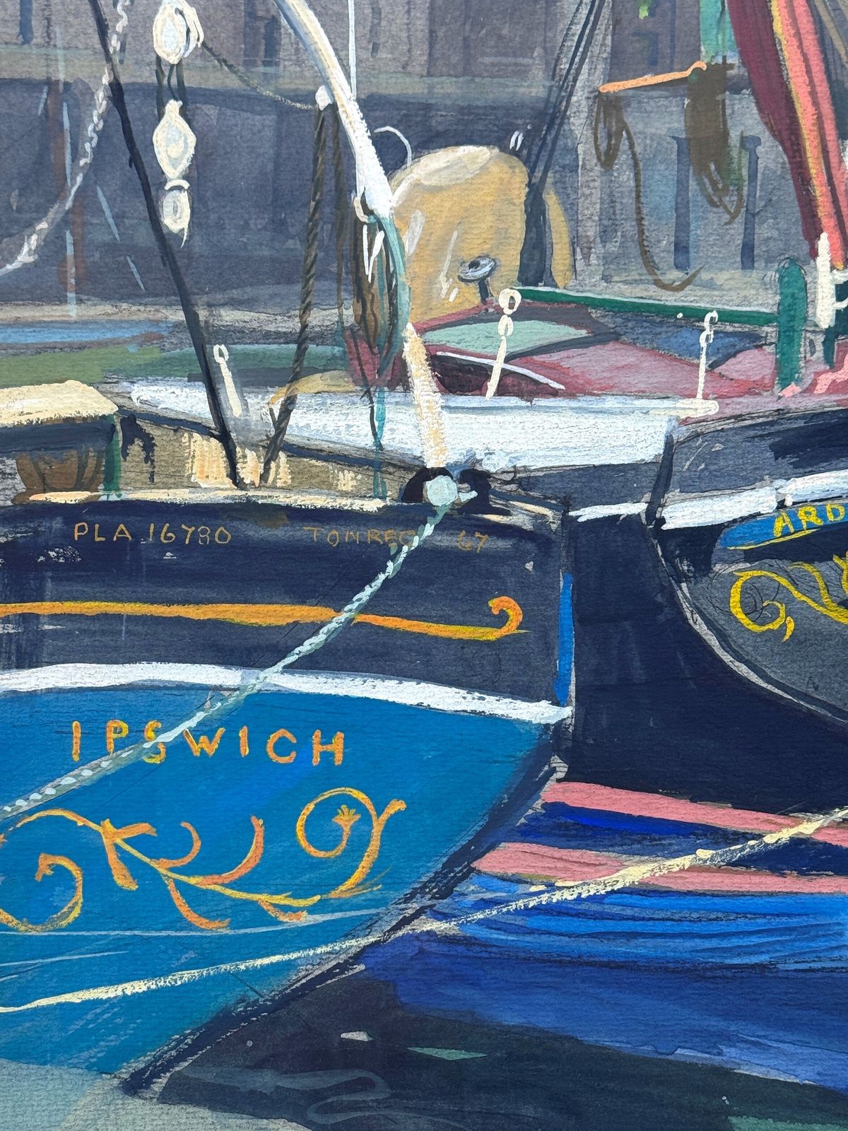 St Katherine's Dock / Thames Barge Ardwina   Original Contemporary Painting photo Art