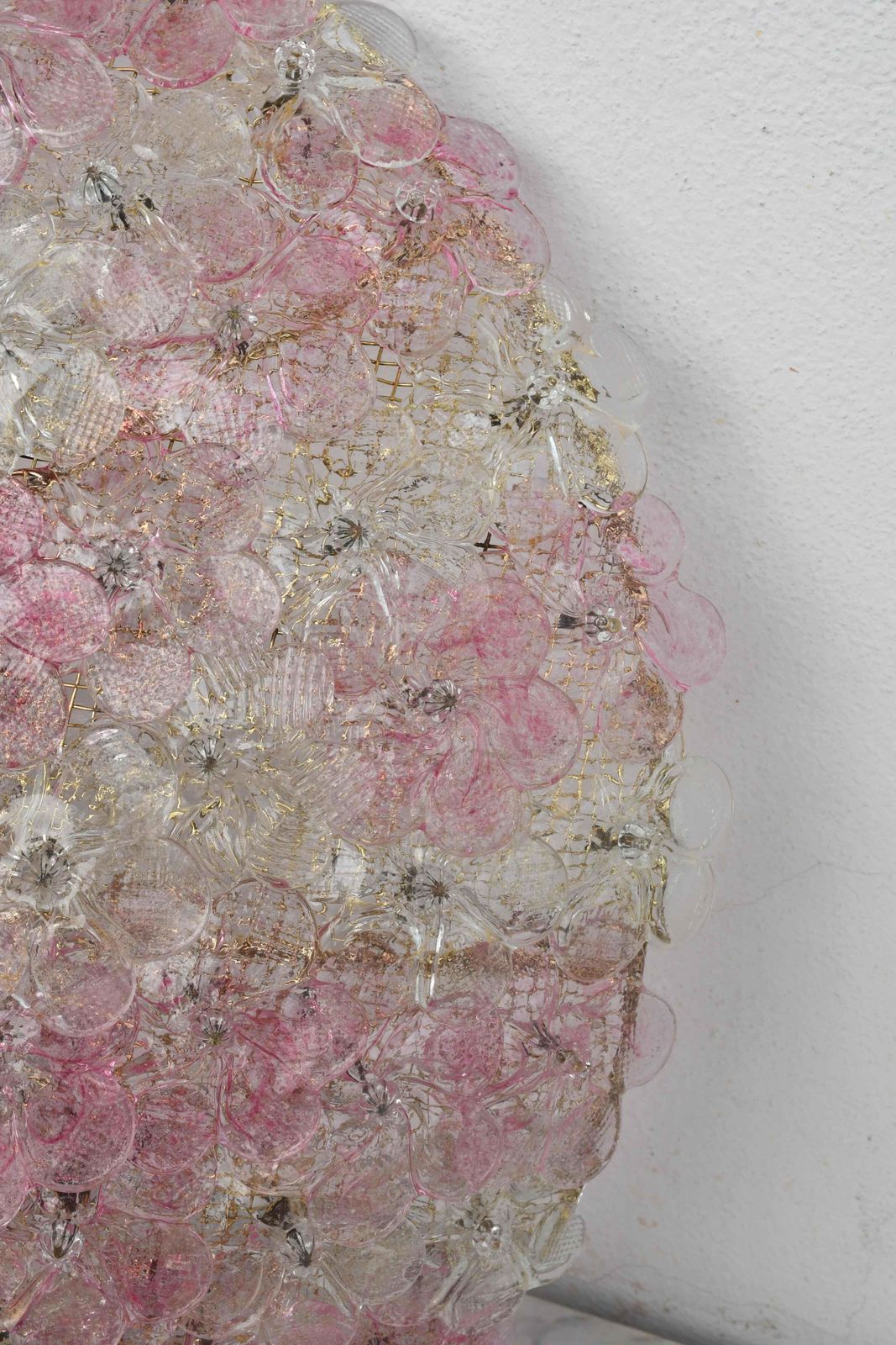 Wonderful Extra Large Size Pink Murano Glass Ceiling Light Flower By Seguso photo Lighting