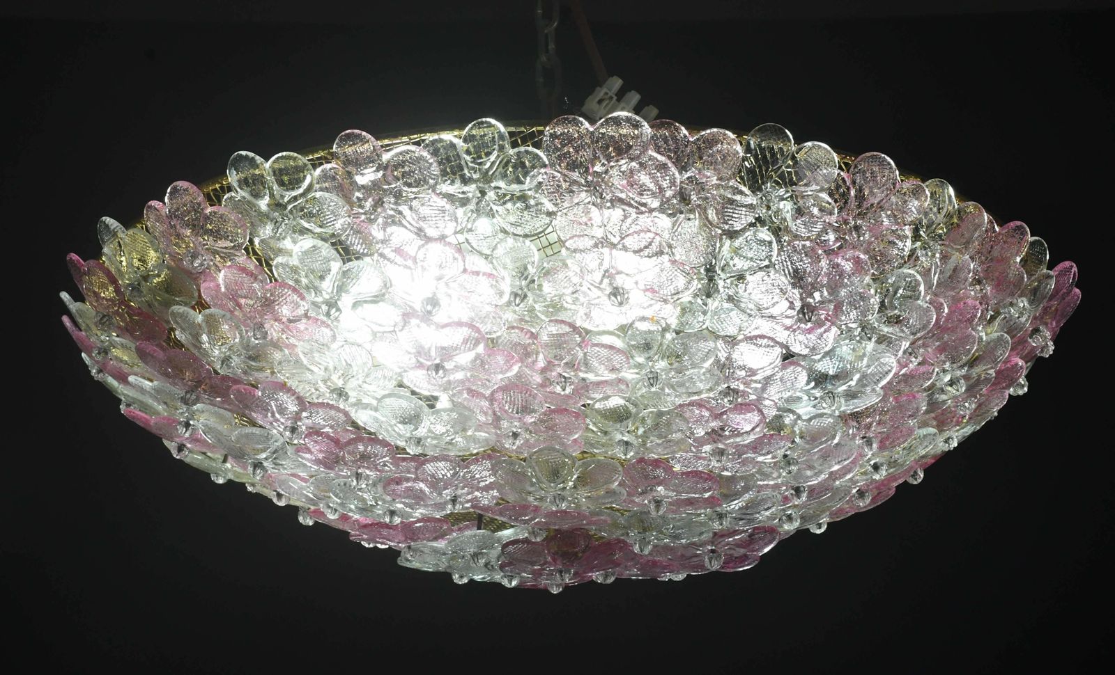 Wonderful Extra Large Size Pink Murano Glass Ceiling Light Flower By Seguso photo buy