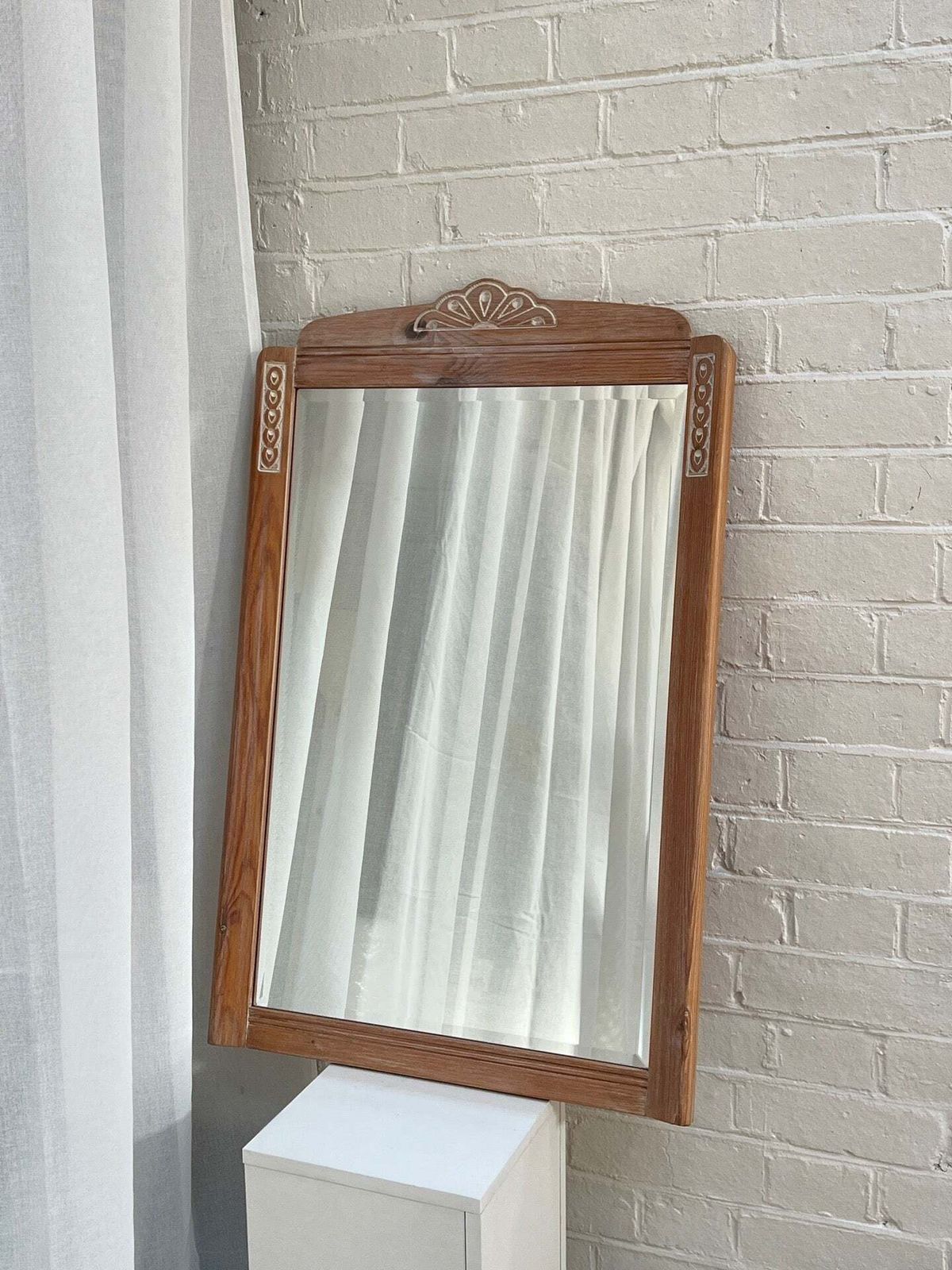 Vintage Pine Carved Mirror, 1990s
