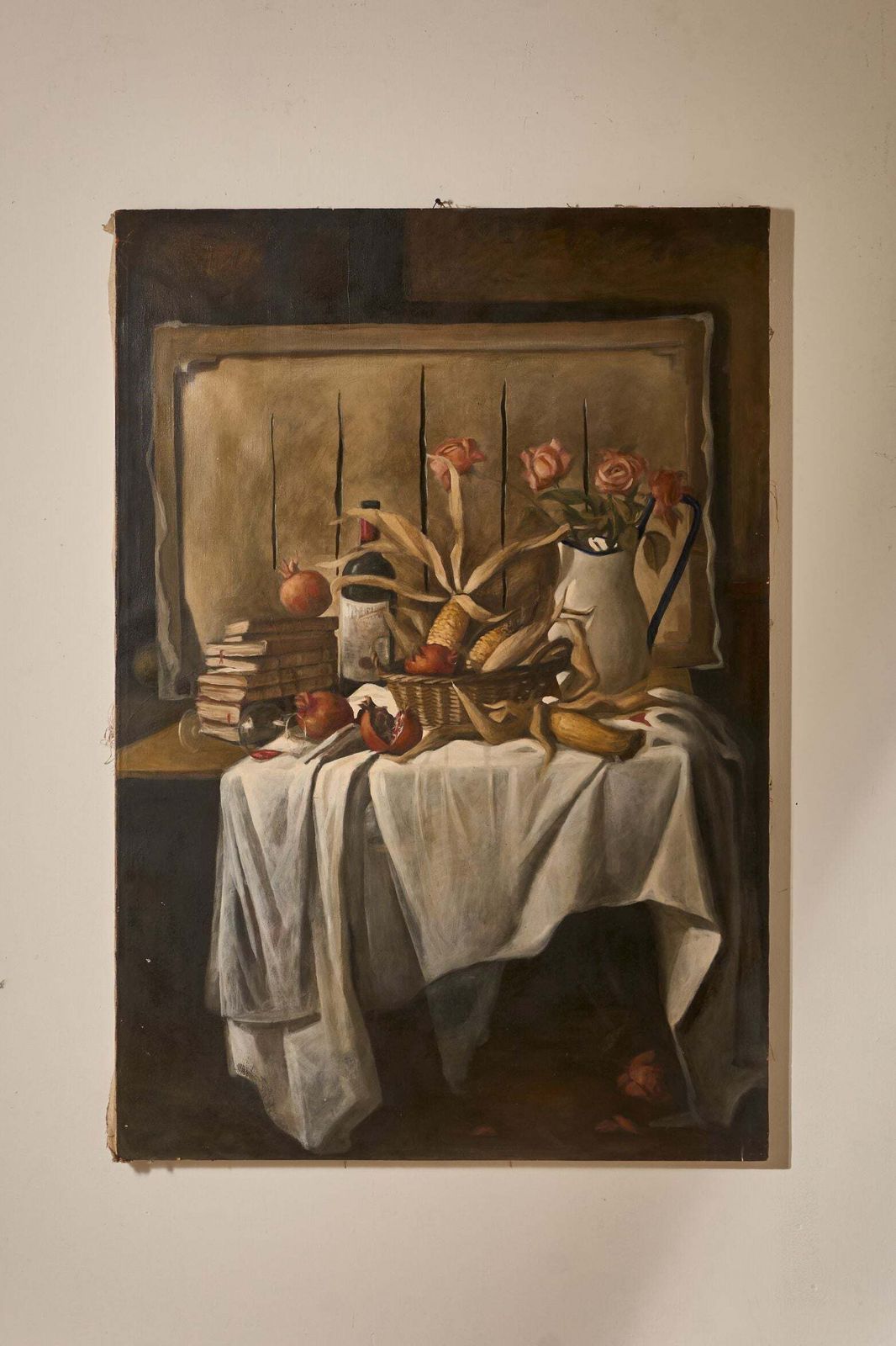 Very Large Mid 20th Century Oil On Canvas Still Life Painting